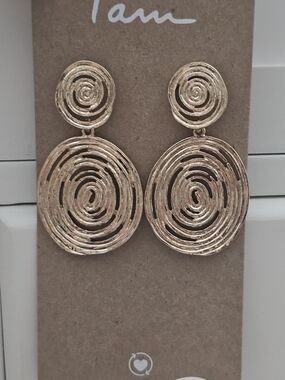 Goldtone Spiral Drop Earrings -NWOT